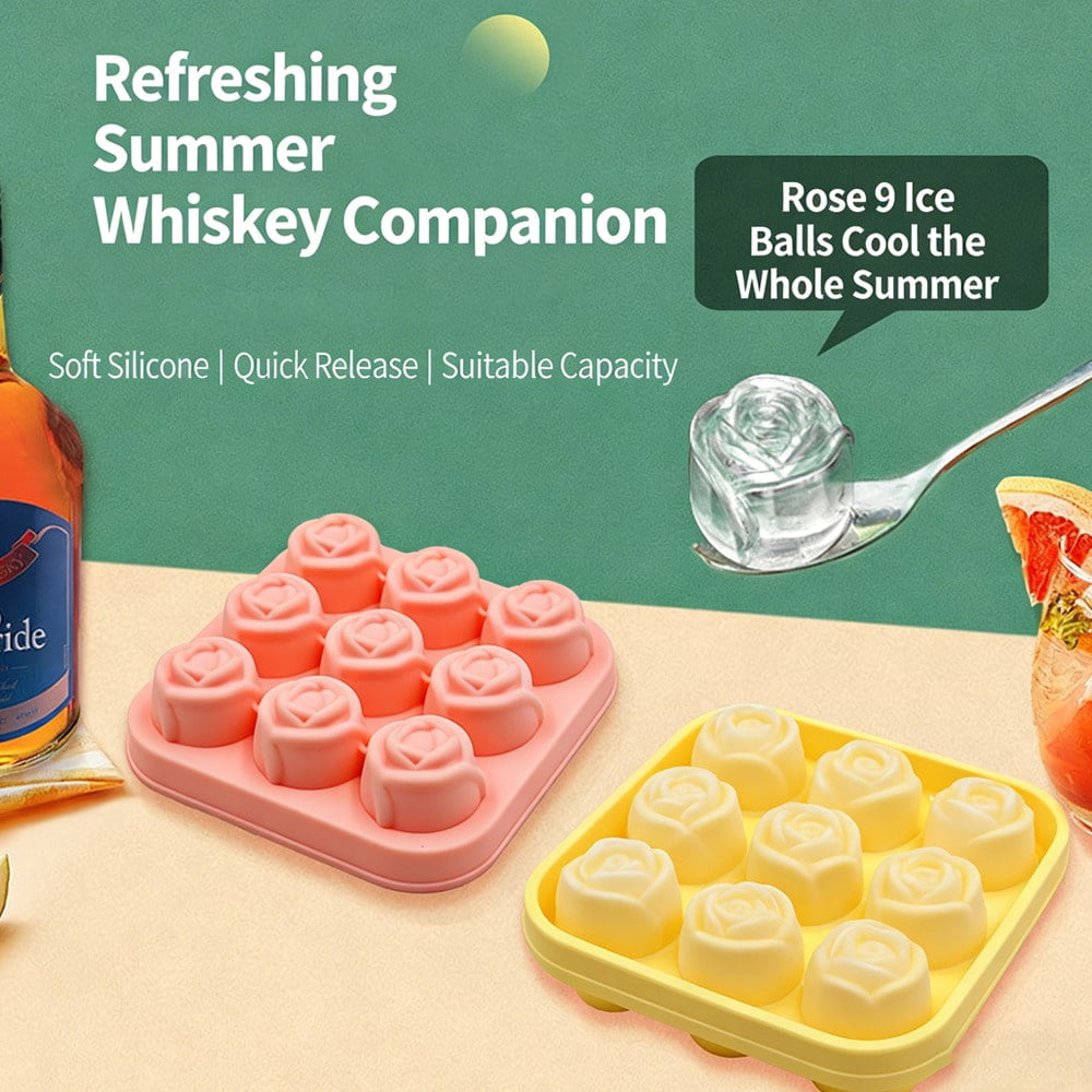 Square Shape Rose Ice Cube Mold with Lid, Reusable Ice Maker for Whiskey, Easy Release for Cold Drinks, Perfect for Parties and Home Bars