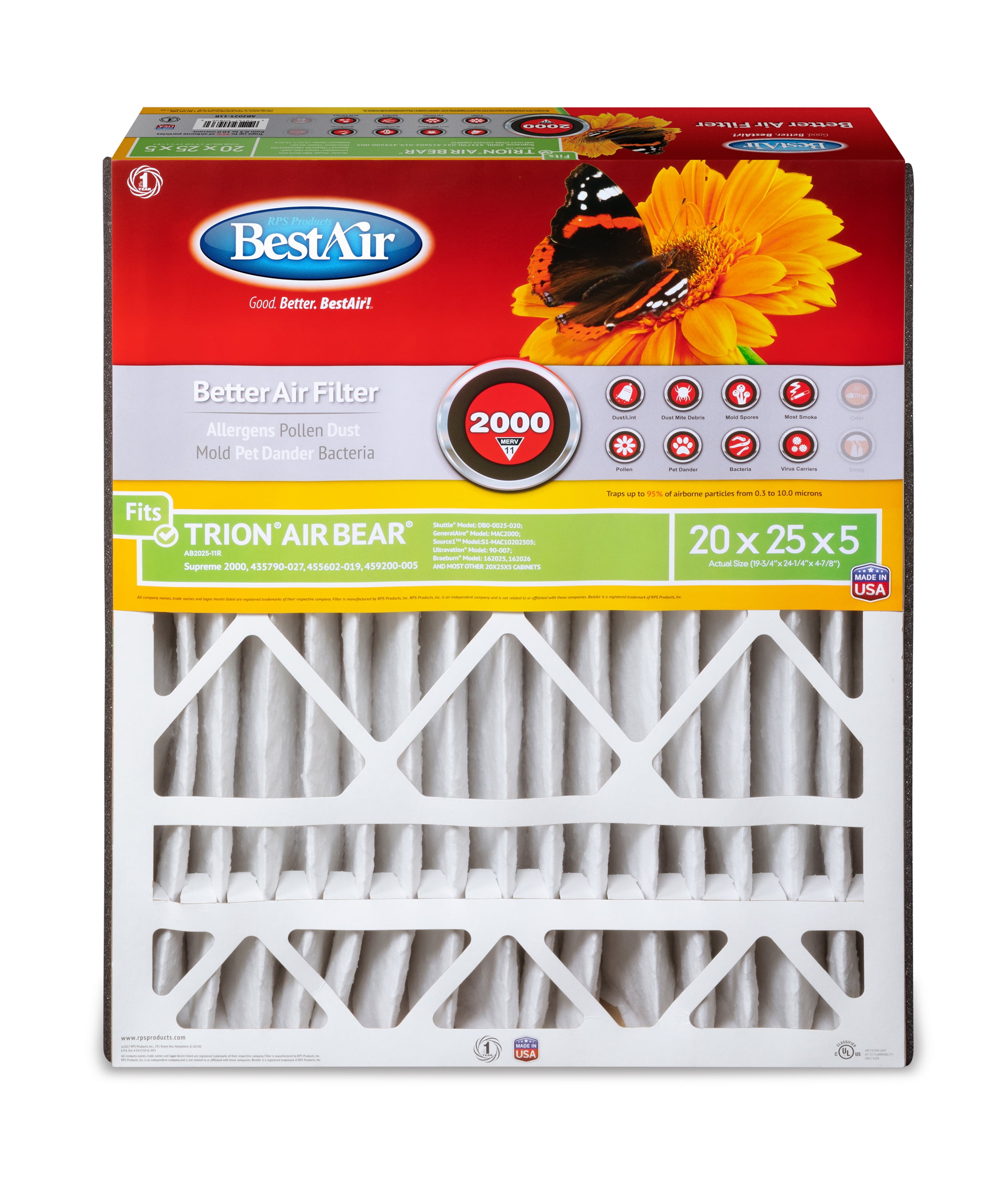 BestAir Extreme Allergens MERV 11 Furnace Filter for Trion Air Bear