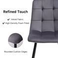 thumbnail image 5 of Set of 4 Velvet Dining Chairs - Mid Century Modern Dinning Chair, Upholstered Cushion Seat, Square-Patterned Backrest, Grey, Dinner Chairs with Metal Legs for Dining Living Room, Bedroom, 5 of 10