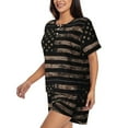 thumbnail image 2 of Lsque American Flag with Desert Camouflage Women's Short-Sleeved Pajama Set - 2 Piece Soft and Lightweight Sleepwear Set-X-Large, 2 of 9