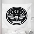 thumbnail image 1 of Ethnic Tapestry, Maori Culture with Swirls and Whiskers Motifs from Indigenous Folklore, Fabric Wall Hanging Decor for Bedroom Living Room Dorm, 5 Sizes, Black and White, by Ambesonne, 1 of 1