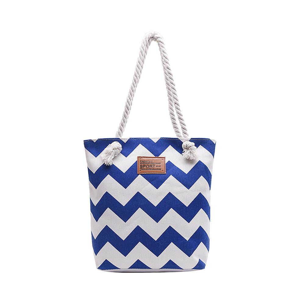 Fashion Women Gift Striped Canvas Shopping Bags Shoulder Bags Handbag 