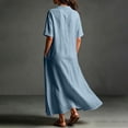 thumbnail image 6 of Women's V Neck Maxi Dress, Elegant Collared Boyfriend Tunic Dress, Solid Color Loose Kaftan Lounge Dress for Travel and Office, 6 of 6