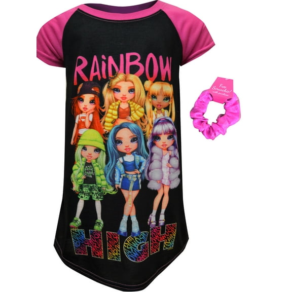 AME Sleepwear Girls Rainbow High Dolls Nightgown with Scrunchie (6)