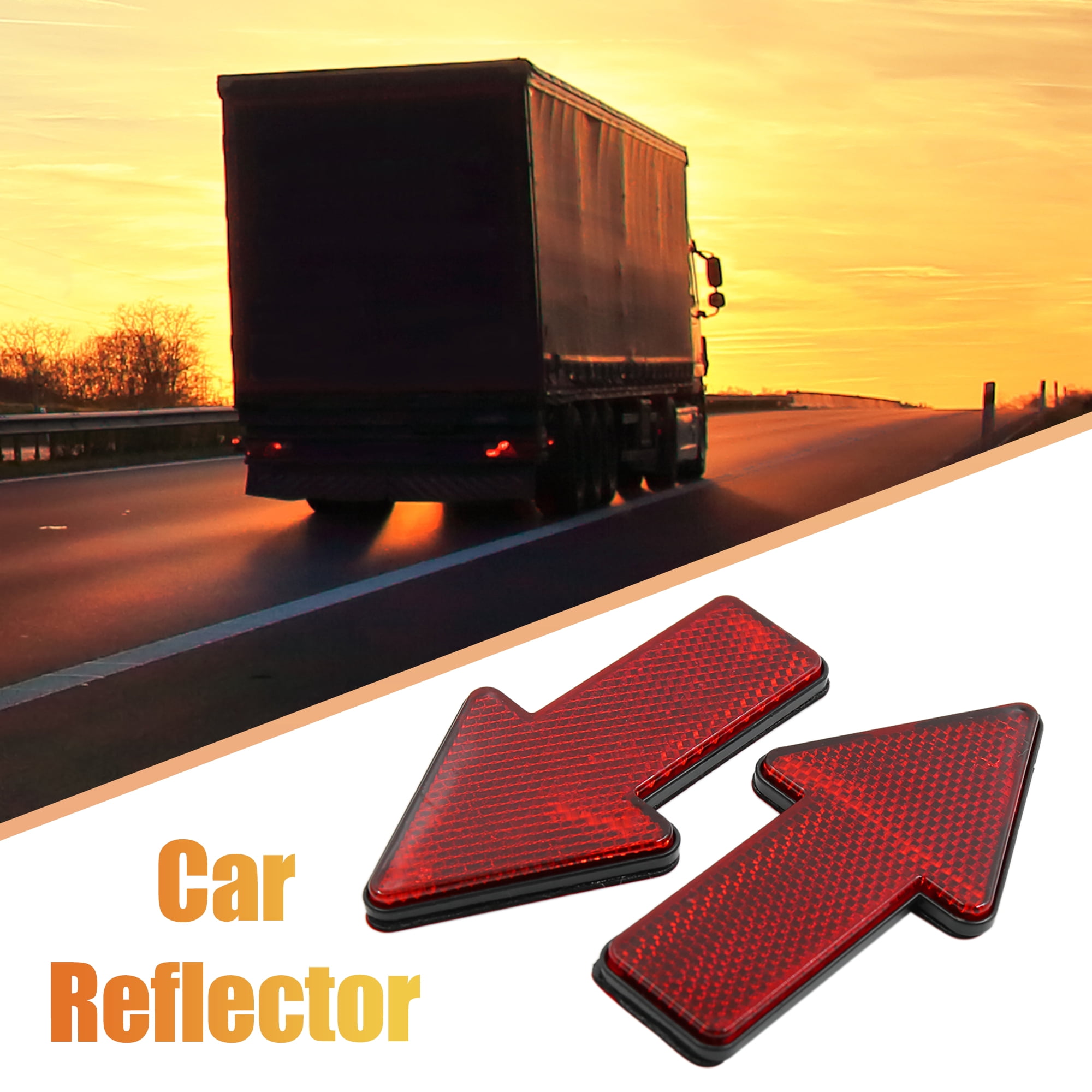 Unique Bargains 2Pcs Arrow Shape Adhesive Car Warning Reflector Sticker Red