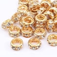 thumbnail image 4 of 40pcs 12mm Rhinestone European Spacer Beads Diamond Crystal Charm Beads Rondelle Loose Beads with 8mm Large Hole for DIY Bracelet Crafts Jewelry Making, KC Golden, 4 of 7