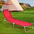 thumbnail image 3 of Gymax Chaise Longue Pliante Chaise de Plage Fauteuil Inclinable Dossier Rouge, 3 of 10