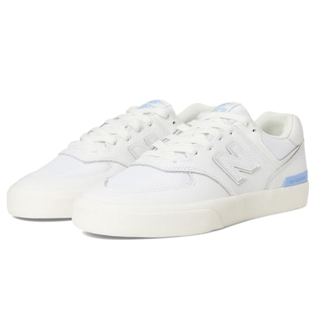 New Balance Unisex 574 Vulc Skate Shoe, White/Baby Blue, 12 US Men