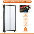thumbnail image 2 of Aobabo 71" H Metal Garage Cabinet with Wheels with 5 Pegboards & 1 Drawer,Lockable Steel Tool Storage Cabinet for Garage,Home,Office,Warehouse,Assembly Required,Black+Gray, 2 of 12
