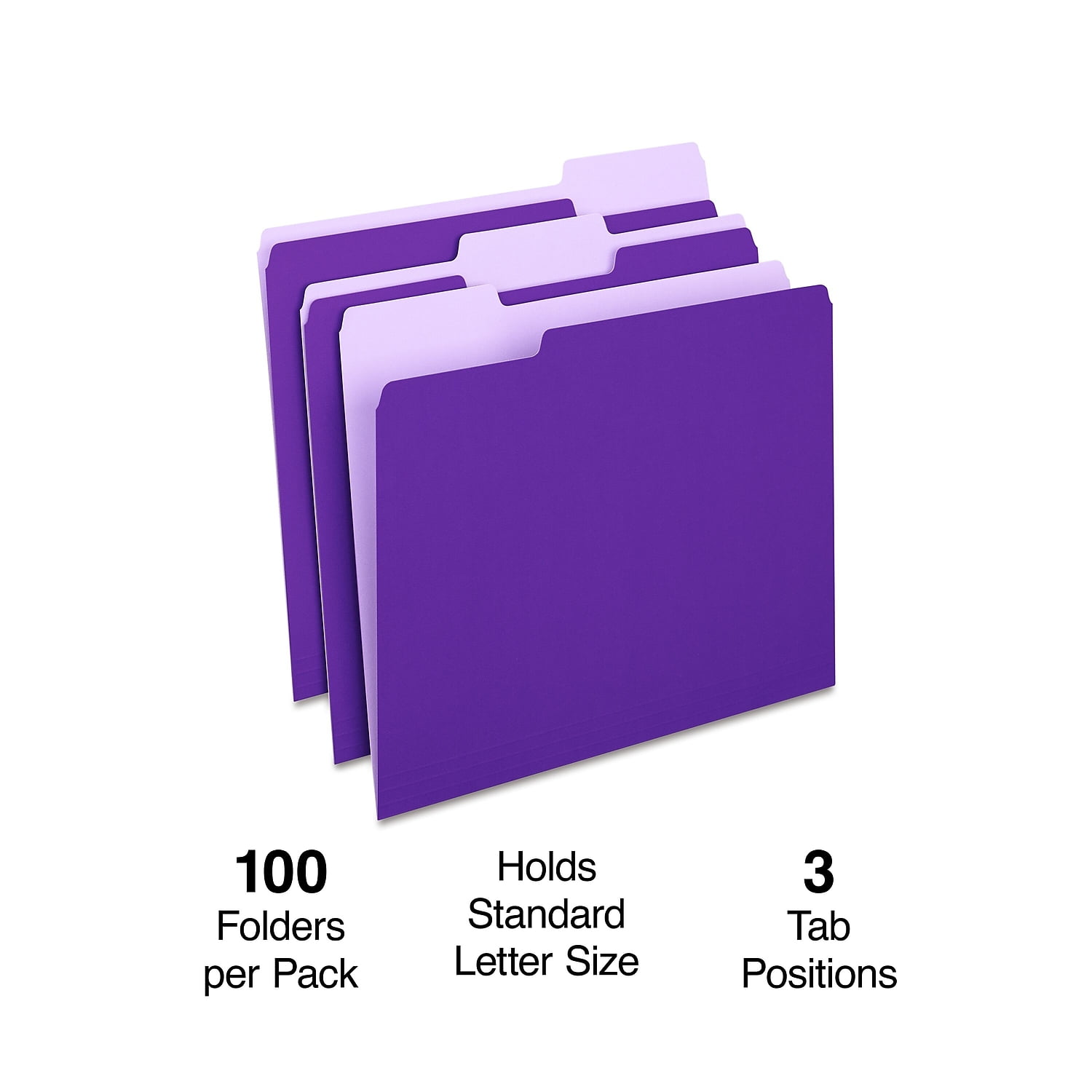 Staples File Folders 1/3-Cut Tab Letter Size Purple 100/Box (ST535559-CC)
