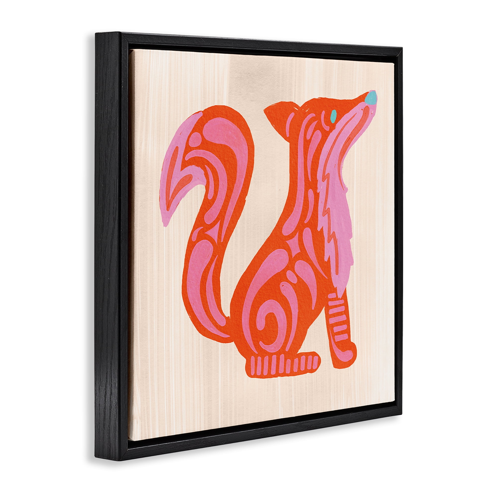 Stupell Industries Whimsical Folk Fox Vibrance Black Framed Floater Canvas Wall Art, design by The Paper Curator