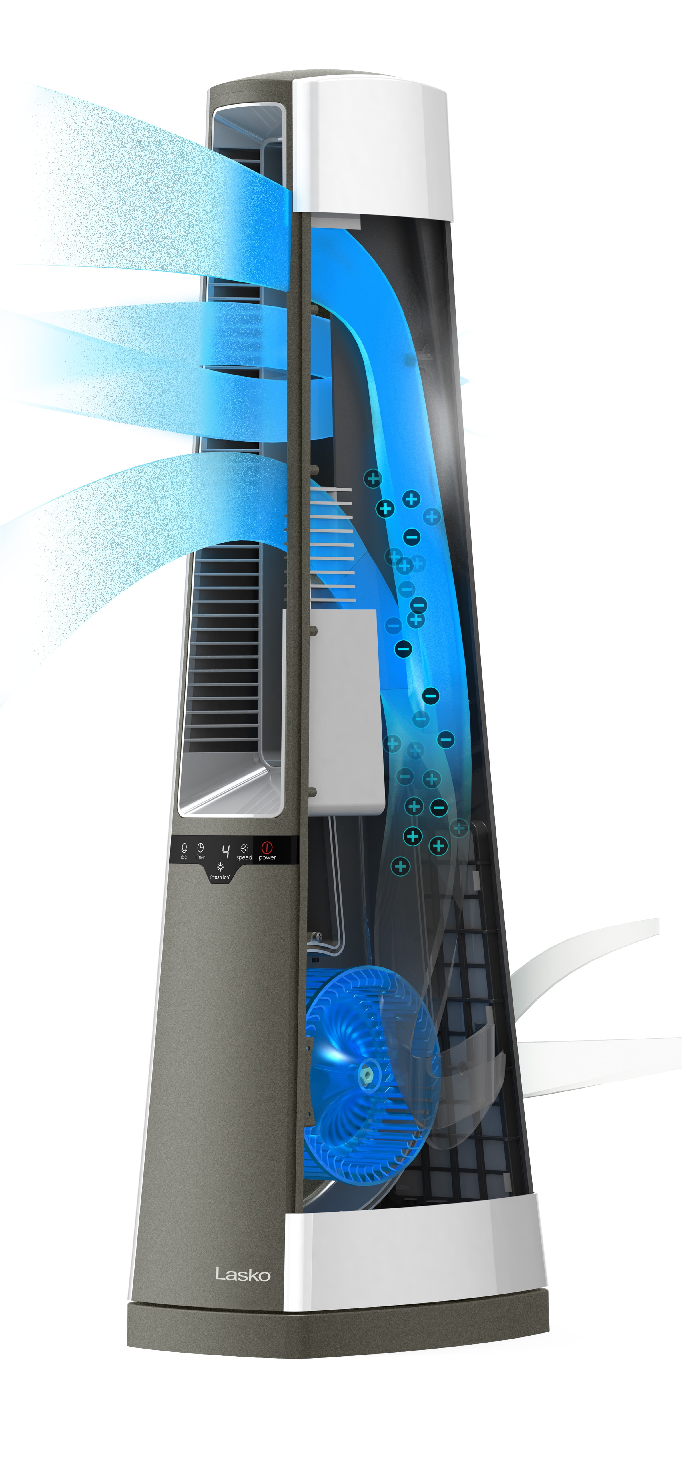 Lasko 4-Speed Oscillating Bladeless Tower Floor Fan with Remote Control,  AC615, Gray - Walmart.com