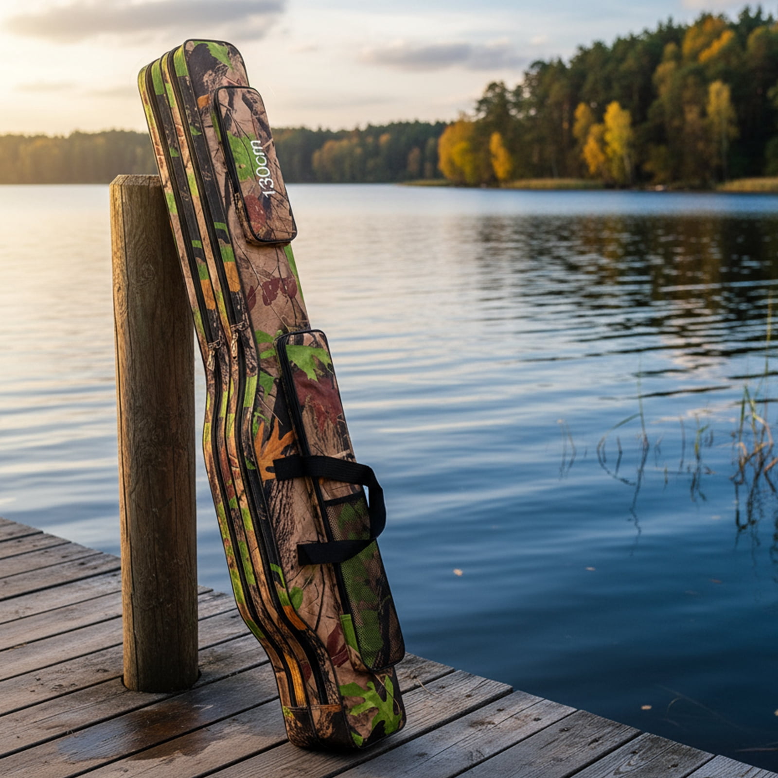 HUISZJ Fishing Storage Bag, Large Fishing Bag with Handle, Tackle Storage Bag Case for Fishing Equipment (Camouflage 1.3M)