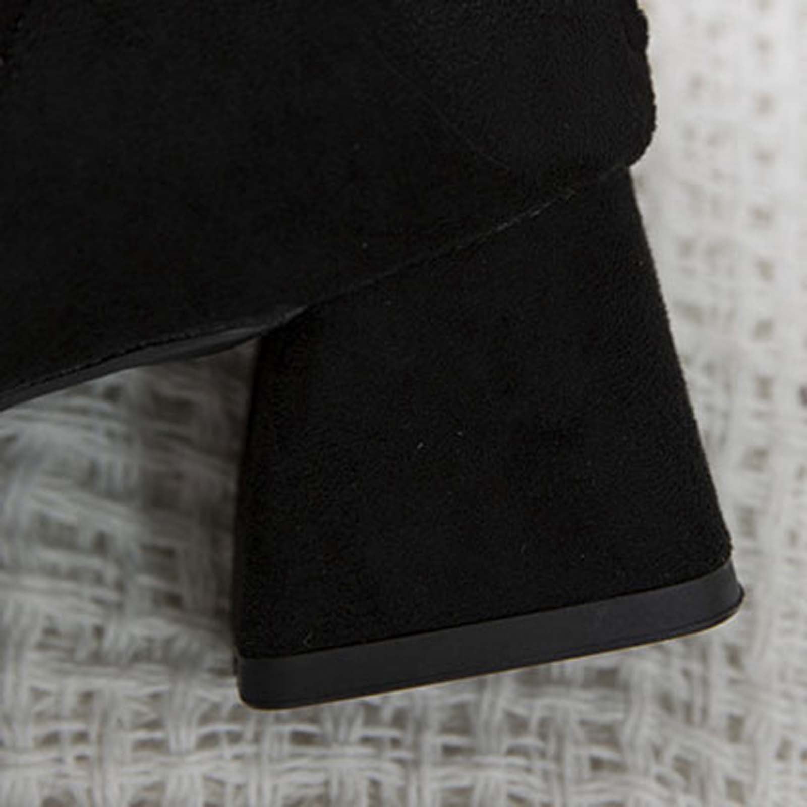 Mother's Day AXXD Women's Chunky Zip Solid Color Pointy Toe Middle-Heels Boots Woman Fall Boots Clearance Black Size 35(US:4)