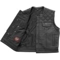 thumbnail image 4 of First Mfg Co - Upside - Men's Motorcycle Biker Riding Black Leather Vest - 4X Large, 4 of 4