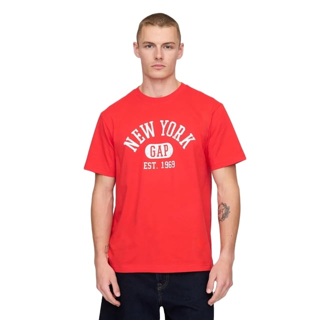 Camiseta de Punto con Logo Gráfico para Hombre GAP Rojo XL