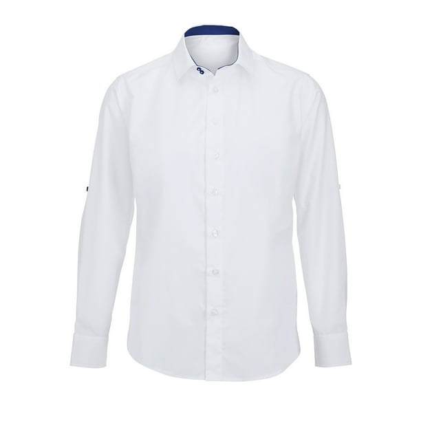 Alexandra - Camisa de mangas plegables de hostelería para hombre (Blanco/Real) Alexandra UTRW5348_whiteroyal