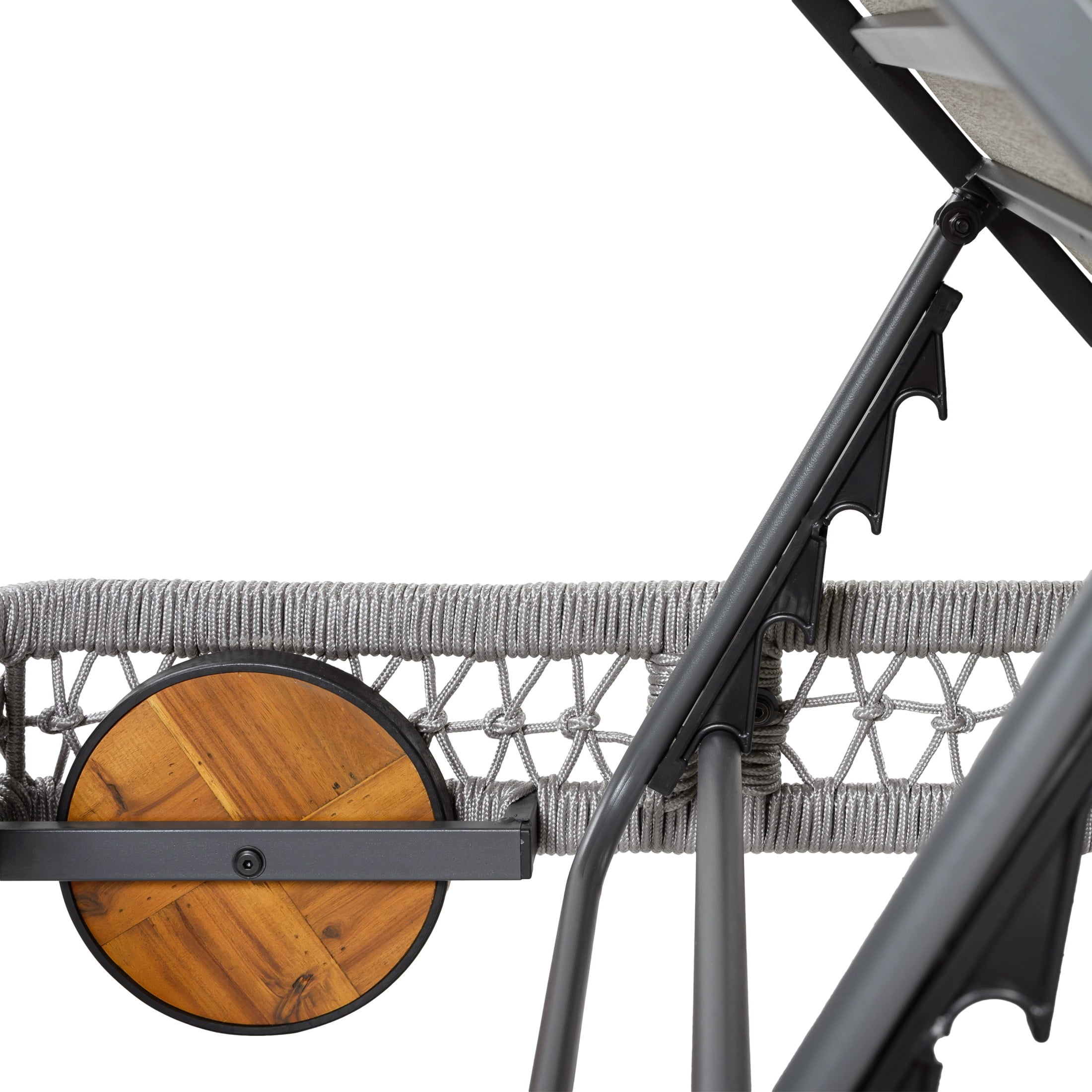 Christopher Knight Home Outdoor Woven Rope Chaise Lounge with Wheels, Adjustable Backrest, Steel Frame, Gray