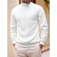 thumbnail image 4 of Men'S Mock Neck Vertical Cable Knit Long Sleeve Pullover Sweater White XXXL, 4 of 7