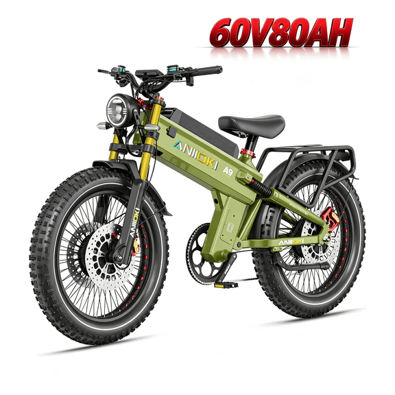 ANIIOKI A9 Pro Max Motorized Dirt Bike, 6000W Peak Dual AWD Motor, 60V 80Ah Battery, 45 MPH Top Speed, 26×4.8 Super Fat Tire, Full Suspension, CBS Brake, UL2849 Certified