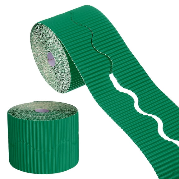 Uxcell 49.2ft Bulletin Board Border, Corrugated Paper Decorative Wavy Border, Scalloped Rolled Border Trim for Crafts Classroom Offices DIY Project Party Birthday Decoration, Dark Green