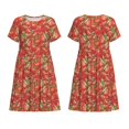 thumbnail image 3 of Bixox Robe d'Été à Manches Courtes pour Femmes Robe Ample Longueur Genou avec Poches-Fraise, 3 of 7