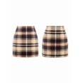 thumbnail image 3 of Womens Wool Plaid Mini Skirt Fall Winter High Waisted Bodycon Pencil Skirt Dark Khaki M, 3 of 8