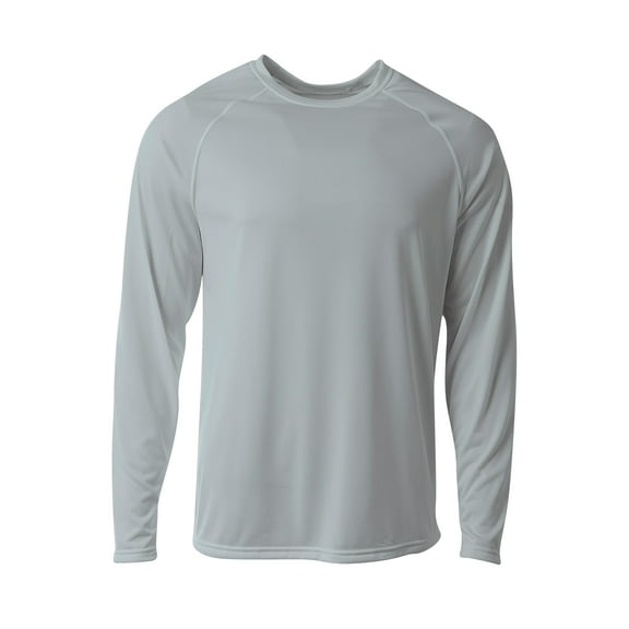 A4 N3396 Mens SureColor Long Sleeve Cationic Tee - Silver - 3XL