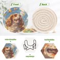 thumbnail image 4 of Haosy Set of 6 Drink Woven Coaster with Holder Heat Resistant Non-Slip Bar Coasters 4 Inches Beagle Dog and Butterfly, 4 of 7