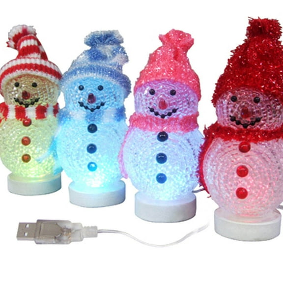 Milisten 2-Pack USB Powered LED Snowman Night Light Lamp for Christmas Holiday Decoration