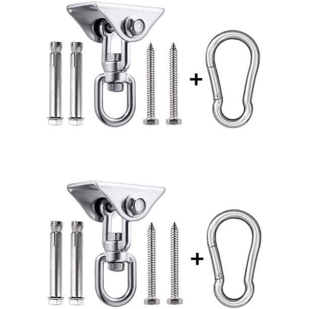 Mosquetón resistente y versátil, mosquetón con resorte de acero inoxidable de primera calidad, clips de mosquetón con bloqueo para columpios, columpios de yoga, senderismo, campamentos y mochileros