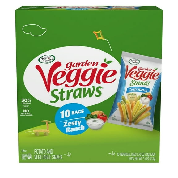 Sensible Portions Garden Veggie Straws, Ranch, 0.75 oz (10 Count),pack of 1