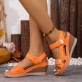 thumbnail image 3 of Wedge Sandals for Womens Open Toe Adjustable Strap Orthopedic Walking Shoes Comfy Arch Support Slingback 2026 Summer Beach Vacation Footwear Orange Size 8, 3 of 6