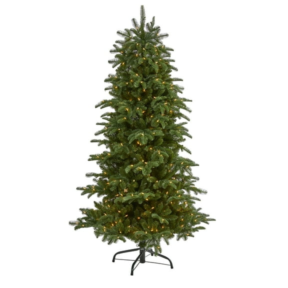 Nearly Natural 6ft. South Carolina Fir Artificial Christmas Tree with 450 Clear Lights and 1598 Bendable Branches