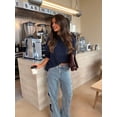 thumbnail image 4 of Women'S Jeans High Waisted Fashion Casual Star Denim Loose Wide Leg Straight Leg Bootcut Pants Blue L, 4 of 9