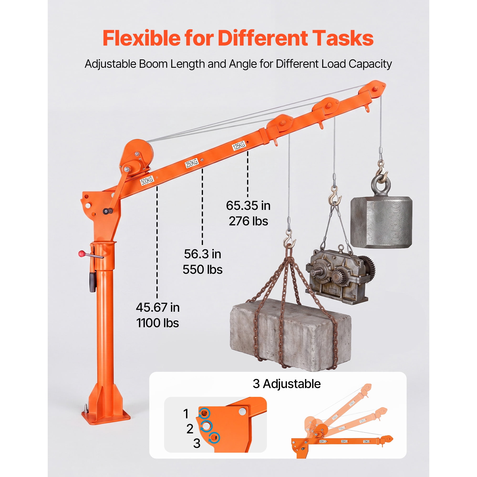 KFFKFF Truck Crane, 1100 lbs Manual Pickup Crane with Hand Winch, 360° Rotating Telescopic Boom, Durable Galvanized Steel, Foldable Jib for Lifting Heavy Loads in Machine Shops, Lumberyards