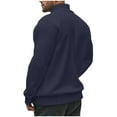 thumbnail image 6 of SSAAVKUY Men's Quilted Sweatshirt Casual Long Sleeve Outdoor Padded Standing Collar Quarter Zipper Pullover Sweatshirt Navy 4, 6 of 9