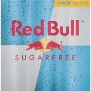 Red Bull Sugarfree Energy Drink, 80mg Caffeine, 8.4 fl. oz., Pack of 4 Cans