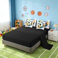 thumbnail image 5 of Manfei Sport Twin Bedding, Graffiti Soccer Bedding Comforter Set, White Blue Yellow, Black Reversible 7 Pieces, 5 of 6
