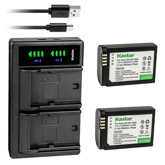 Kastar 2-Pack Battery and LTD2 USB Charger Replacement for Samsung ED-BP1900 EDBP1900 ED-BP1900/US, BP-1900 BP1900 Battery, Samsung ED-BC4NX03, EV-NX1ZZZBMBUS, EV-NX1ZZZBQBUS, EV-NX1ZZZBZBUS Camera
