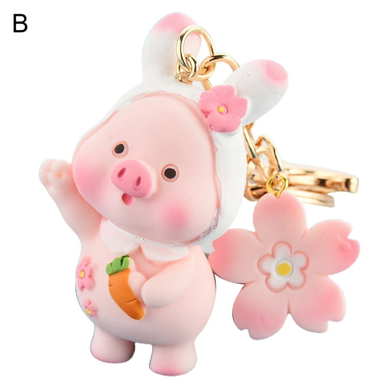 Womens Designer Keychains Cute Leather Piggy Keyrings for Women