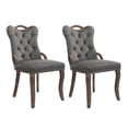 thumbnail image 2 of Hassch Velvet Dining Chairs Set of 2, Vintage Kitchen Side Chairs with Button Tufted Back, Nailhead Trim & Solid Wood Legs, Comfortable Upholstered Seat, Gray, 2 of 10