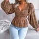 thumbnail image 4 of Camisas Para Mujer Moda Casual Manga Larga Estampado de Leopardo Camisa de Gasa Camisa Anudada Tops Odeerbi ODB126021, 4 of 5