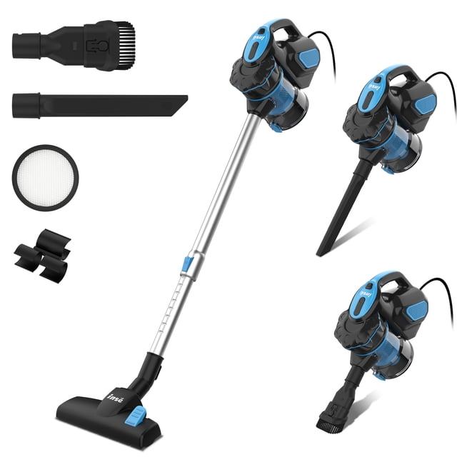 Aspiradora de Varilla Con Cable INSE I5 - 6 en 1, Ligera y Portátil, Succión Potente de 18 kPa, Ideal para Pelo de Mascotas, Suelos Duros y Hogar, Color Azul