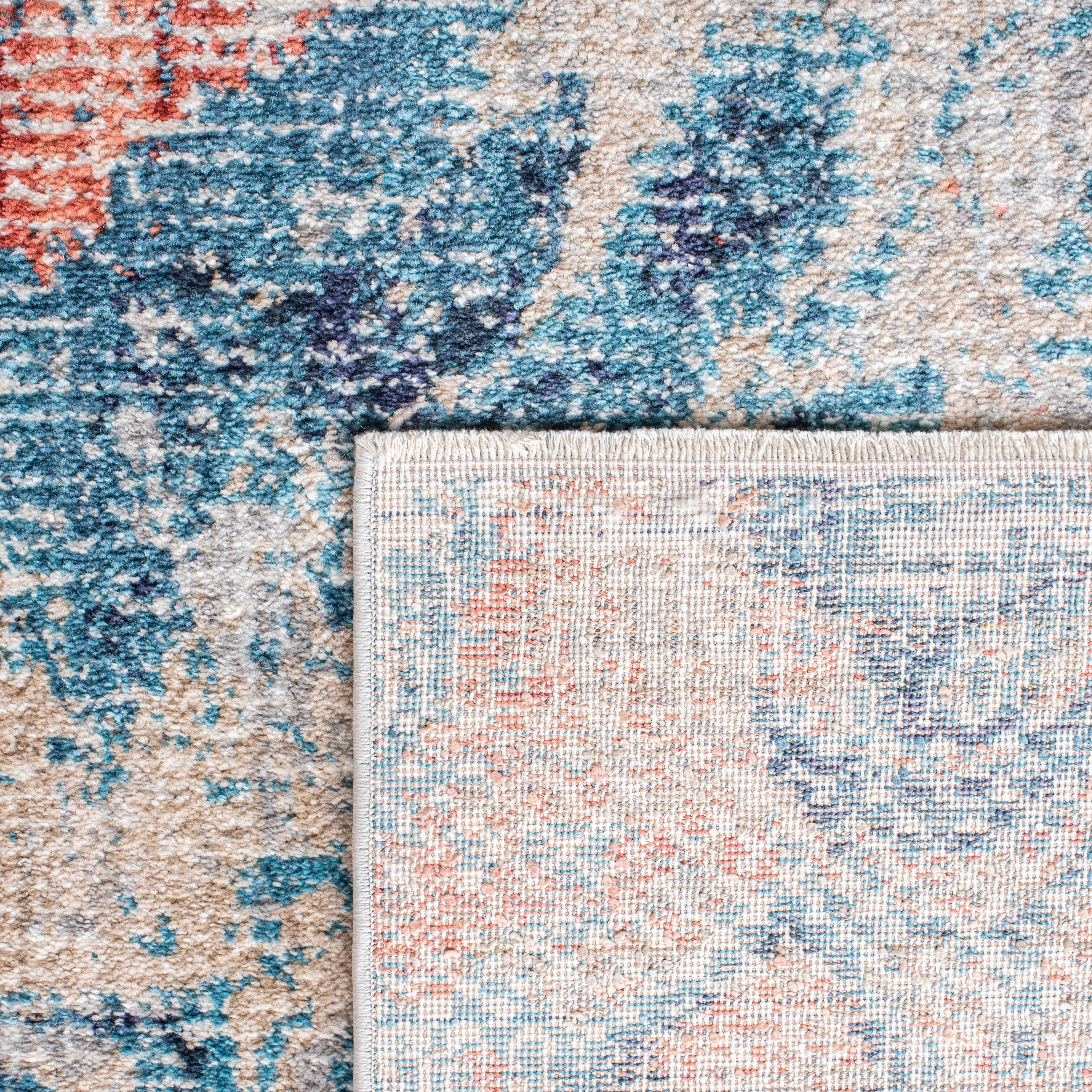 Safavieh Madison Nanda Abstract Area Rug, Beige/Blue, 6'7" x 6'7" Round