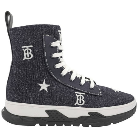 

Burberry Kids Blue Melange Monogram And Star Print Denim Stretch Sock Sneakers Brand Size 31