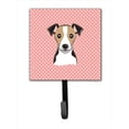 thumbnail image 1 of Checkerboard Pink Jack Russell Terrier Leash Or Key Holder, 4.25 W x 7 H In., 1 of 1