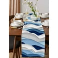 thumbnail image 2 of Blue White Ombre Table Runner Modern Geometric Moire Abstract Art Tablerunners 14 x 72 Inch, Table Decorations Tabletop Scarf for Summer Gathering Holiday Farmhouse Kitchen Dining Decor, 2 of 6
