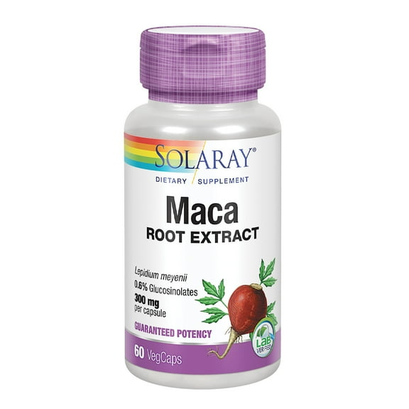 Solaray Maca Root Extract 300 mg | Healthy Balance, Energy, Vitality & Libido Support | Non-GMO | 60 VegCaps