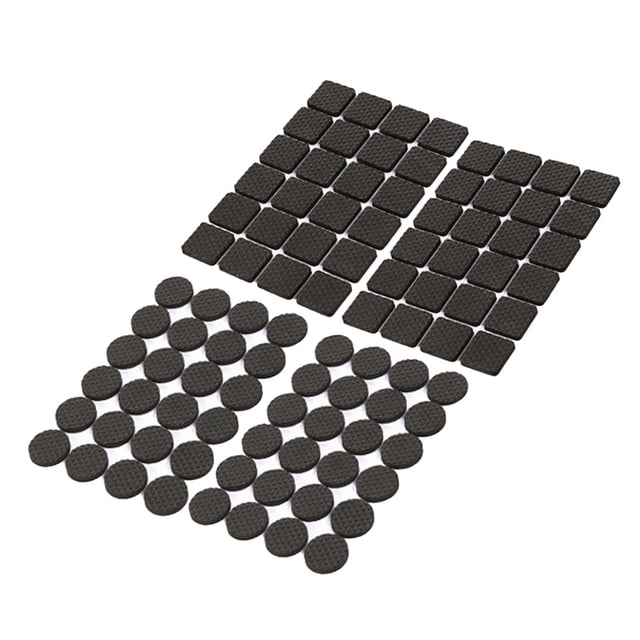 4pcs 24 Stick/pc 3mm 2 Rounded Pads and 2 Square Pads Non Furniture Pads Adhesive Furniture Grippers Furniture Stoppers with Rubber Pad as Floor Protectors and Couch Stoppers (Black)